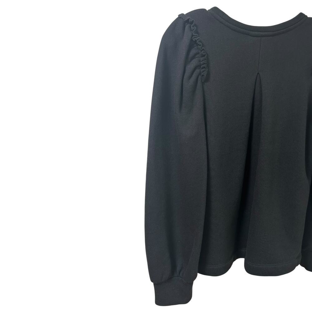 Goop G. Label Womens 'Torres' Puff-Sleeve Ruffle Sweatshirt Pullover Black Small - Picture 11 of 13
